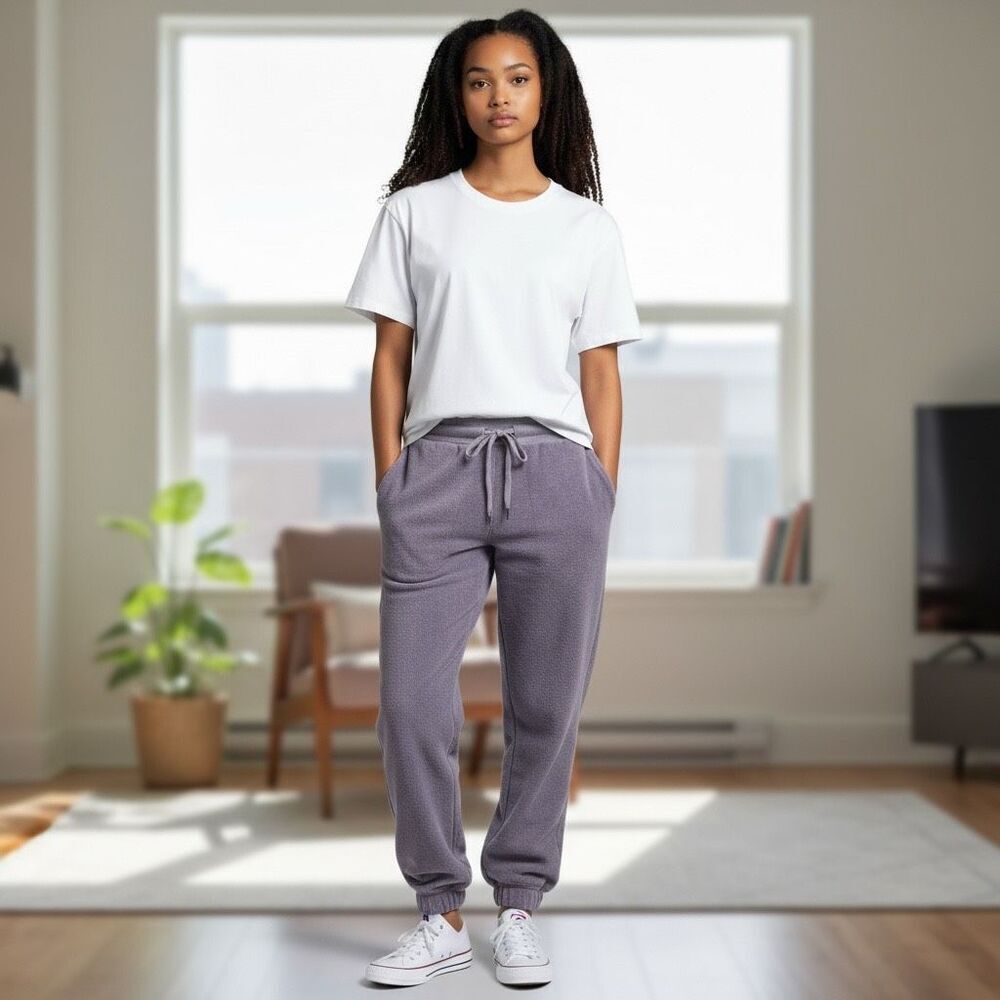 Adore Me Solid purple lounge Pants Elastic waist drawstrings with pockets size L